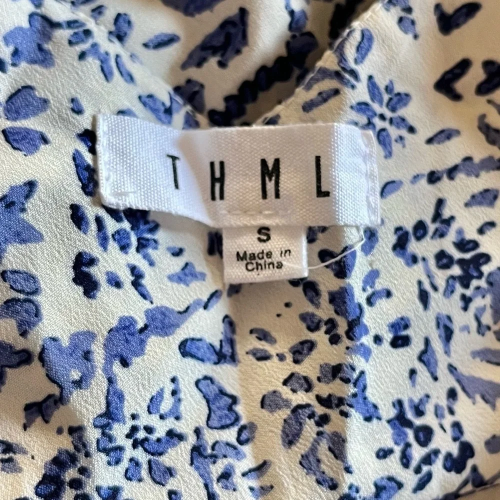 THML Blue and White Maxi Dress with Shoulder Ties - Picture 7 of 9
